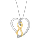 14K Gold and Silver Heart Bow Pendant Necklace-1