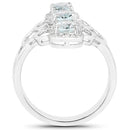 1.54 Carat Genuine Aquamarine and White Zircon .925 Sterling Silver Ring-2