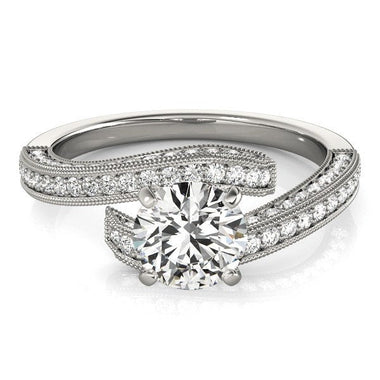 14k White Gold Round Diamond Bypass Style Engagement Ring (1 1/2 cttw) - 0