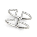 14k White Gold Modern Dual Band Style Diamond Ring (1/2 cttw)-1