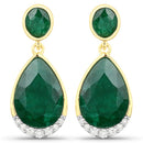 6.10 Carat Dyed Emerald and White Diamond .925 Sterling Silver Earrings-3