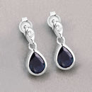 1.65 Carat Genuine Blue Sapphire and White Diamond 10K White Gold Earrings-4