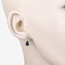 1.65 Carat Genuine Blue Sapphire and White Diamond 10K White Gold Earrings-5