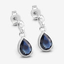 1.65 Carat Genuine Blue Sapphire and White Diamond 10K White Gold Earrings-6