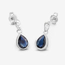 1.65 Carat Genuine Blue Sapphire and White Diamond 10K White Gold Earrings-7
