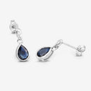 1.65 Carat Genuine Blue Sapphire and White Diamond 10K White Gold Earrings-8