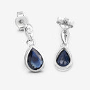 1.65 Carat Genuine Blue Sapphire and White Diamond 10K White Gold Earrings-9