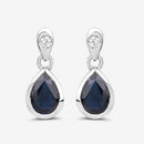 1.65 Carat Genuine Blue Sapphire and White Diamond 10K White Gold Earrings-10