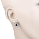 1.65 Carat Genuine Blue Sapphire and White Diamond 10K Yellow Gold Earrings-5