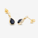 1.65 Carat Genuine Blue Sapphire and White Diamond 10K Yellow Gold Earrings-8