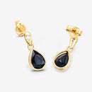 1.65 Carat Genuine Blue Sapphire and White Diamond 10K Yellow Gold Earrings-9