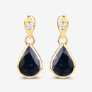 1.65 Carat Genuine Blue Sapphire and White Diamond 10K Yellow Gold Earrings-10