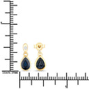 1.65 Carat Genuine Blue Sapphire and White Diamond 10K Yellow Gold Earrings-3
