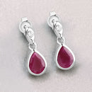 1.65 Carat Genuine Ruby and White Diamond 10K White Gold Earrings-4