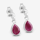 1.65 Carat Genuine Ruby and White Diamond 10K White Gold Earrings-6