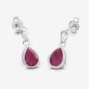 1.65 Carat Genuine Ruby and White Diamond 10K White Gold Earrings-7