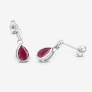 1.65 Carat Genuine Ruby and White Diamond 10K White Gold Earrings-8