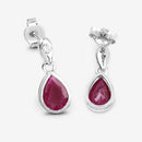 1.65 Carat Genuine Ruby and White Diamond 10K White Gold Earrings-9