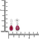 1.65 Carat Genuine Ruby and White Diamond 10K White Gold Earrings-3