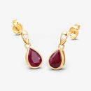 1.65 Carat Genuine Ruby and White Diamond 10K Yellow Gold Earrings-7
