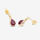 1.65 Carat Genuine Ruby and White Diamond 10K Yellow Gold Earrings-8