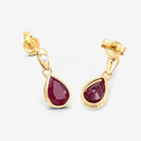 1.65 Carat Genuine Ruby and White Diamond 10K Yellow Gold Earrings-9