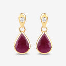 1.65 Carat Genuine Ruby and White Diamond 10K Yellow Gold Earrings-10