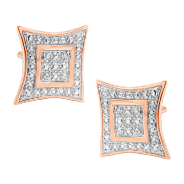.925 Sterling Silver Diamond Accented 4-Stone Four Pointed Star Shaped Halo-Style Stud Earrings (H-I Color, I2-I3 Clarity)