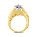 14K Yellow Gold 2-1/3 Cttw Diamond Cluster Channel Set Chevron Shaped Engagement Ring (H-I Color, SI1-SI2 Clarity) - Ring Size 7-6