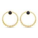 0.38 Carat Genuine Blue Sapphire and White Diamond 10K Yellow Gold Earrings-4