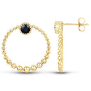 0.38 Carat Genuine Blue Sapphire and White Diamond 10K Yellow Gold Earrings-5
