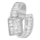 14K White Gold 2 cttw Princess and Baguette Cut Diamond Double Loop Pendant Necklace (G-H, VS1-VS2)-1