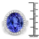 18.50 Carat Genuine Tanzanite and White Diamond 18K White Gold Ring-3