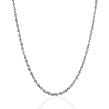 3.0mm 14k White Gold Solid Diamond Cut Rope Chain - 0