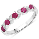 0.69 Carat Genuine Ruby and White Topaz .925 Sterling Silver Ring-2