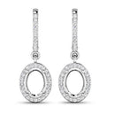 0.32 Carat Genuine White Diamond 14K White Gold Semi Mount Earrings - holds 8x6mm Oval Gemstones-5