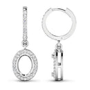 0.32 Carat Genuine White Diamond 14K White Gold Semi Mount Earrings - holds 8x6mm Oval Gemstones-6