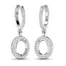 0.32 Carat Genuine White Diamond 14K White Gold Semi Mount Earrings - holds 8x6mm Oval Gemstones-7