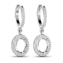 0.32 Carat Genuine White Diamond 14K White Gold Semi Mount Earrings - holds 8x6mm Oval Gemstones-8