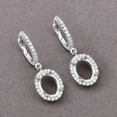 0.32 Carat Genuine White Diamond 14K White Gold Semi Mount Earrings - holds 8x6mm Oval Gemstones-9