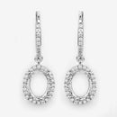 0.32 Carat Genuine White Diamond 14K White Gold Semi Mount Earrings - holds 8x6mm Oval Gemstones-10