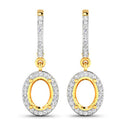 0.32 Carat Genuine White Diamond 14K Yellow Gold Semi Mount Earrings - holds 8x6mm Oval Gemstones-5