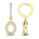 0.32 Carat Genuine White Diamond 14K Yellow Gold Semi Mount Earrings - holds 8x6mm Oval Gemstones-6