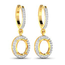 0.32 Carat Genuine White Diamond 14K Yellow Gold Semi Mount Earrings - holds 8x6mm Oval Gemstones-8