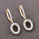 0.32 Carat Genuine White Diamond 14K Yellow Gold Semi Mount Earrings - holds 8x6mm Oval Gemstones-9