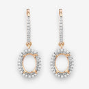 0.32 Carat Genuine White Diamond 14K Yellow Gold Semi Mount Earrings - holds 8x6mm Oval Gemstones-10