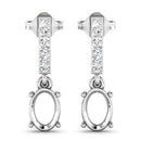 0.14 Carat Genuine White Diamond 14K White Gold Semi Mount Earrings - holds 7x5mm Oval Gemstones-5