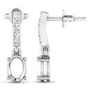 0.14 Carat Genuine White Diamond 14K White Gold Semi Mount Earrings - holds 7x5mm Oval Gemstones-6