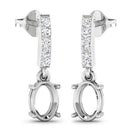 0.14 Carat Genuine White Diamond 14K White Gold Semi Mount Earrings - holds 7x5mm Oval Gemstones-7
