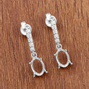 0.14 Carat Genuine White Diamond 14K White Gold Semi Mount Earrings - holds 7x5mm Oval Gemstones-9